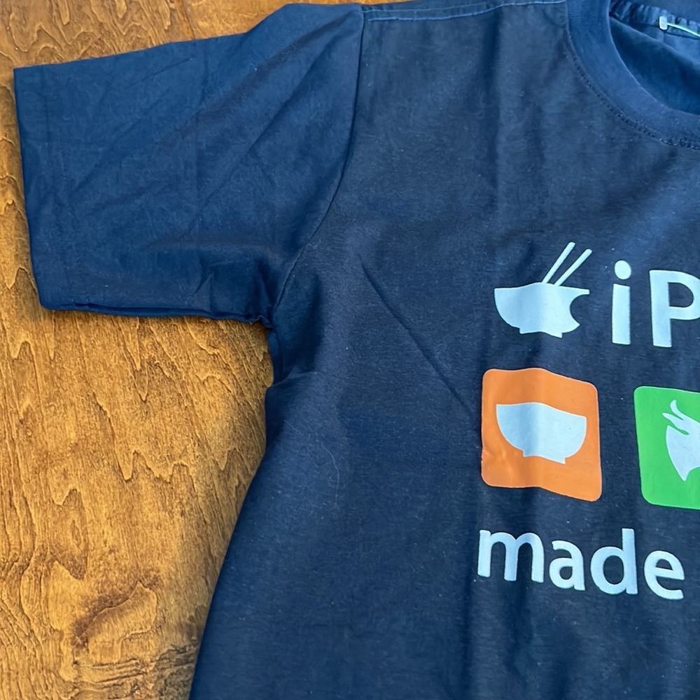 IPho made in Vietnam print tshirt short sleeve color navy New no tags Medium - Picture 8 of 9